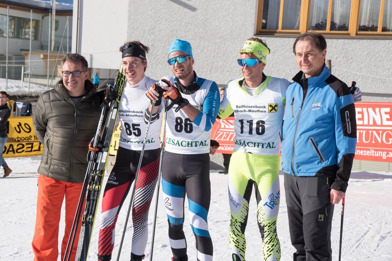 Das Siegerfoto der Herren: Gerald Kubin neben Nils Kurz, Clemens Blasnig, Patrick Klettenhammer und Christoph Oberluggauer(DSG Lesachtal).
