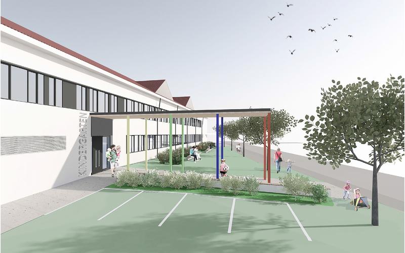 So soll der Eingang des Kindergartens aussehen. Grafik: Architekt Laggner