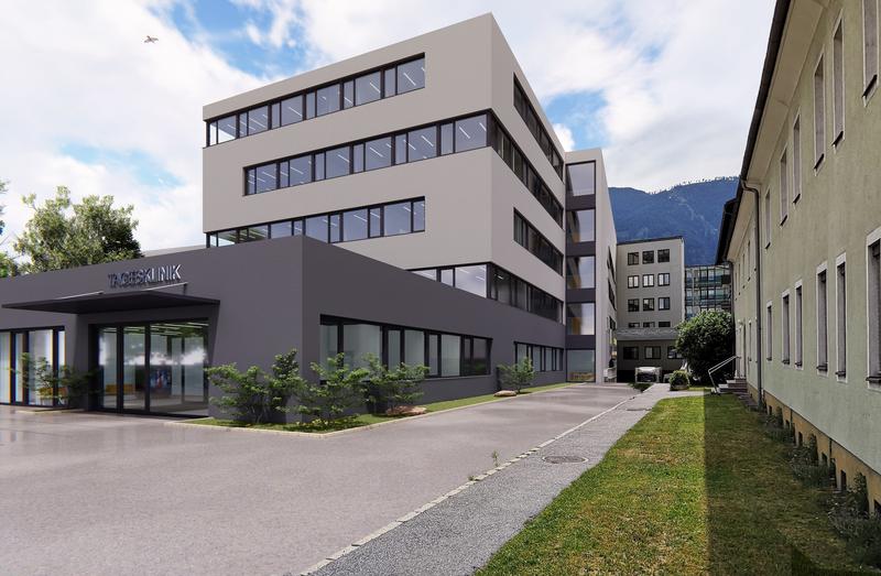 Visualisierung: Im Zubau findet der tagesklinische Bereich Platz. Foto: KH Spittal/Drau