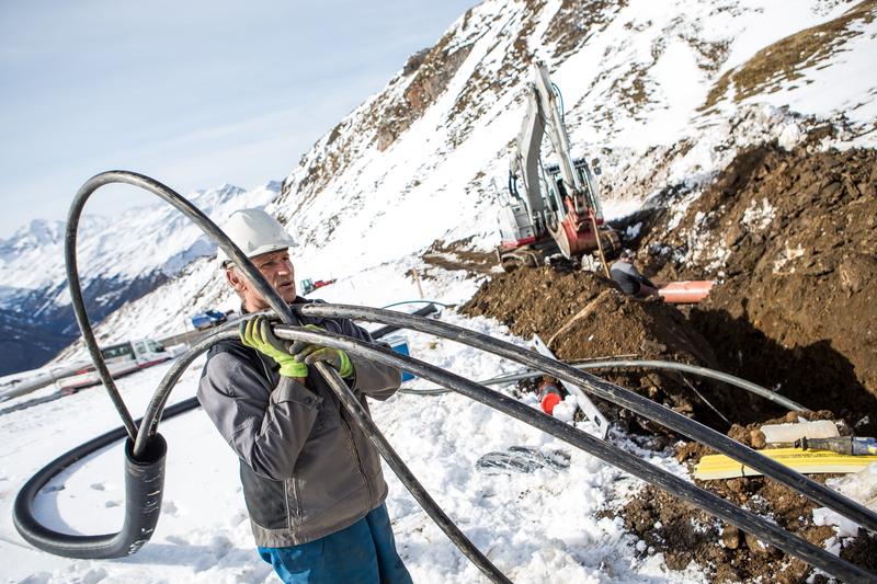 Eisige Baustelle. Foto: Kelag