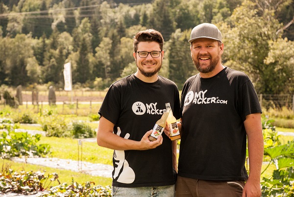 Patrick Kleinfercher und Christoph Raunig von myAcker engagieren sich gegen die Lebensmittelverschwendung. Foto: myAcker GmbH,