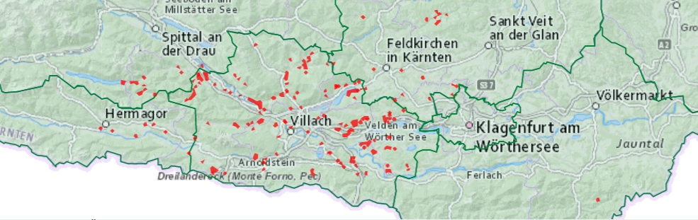Die St&ouml;rungskarte der K&auml;rnten Netz zeigt vor allem im Raum Villach noch etliche Ausf&auml;lle. Screenshot St&ouml;rungskarte K&auml;rnten Netz