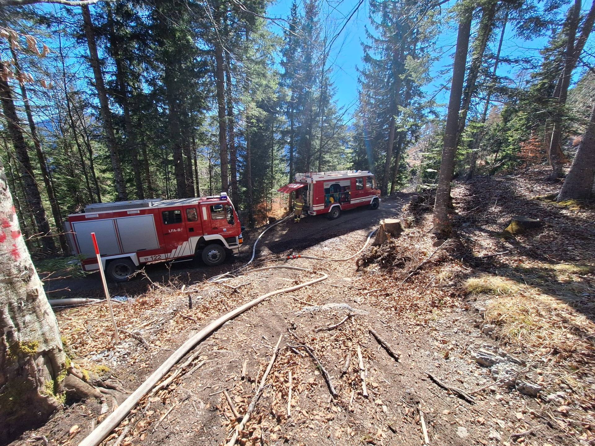 Feuerwehren der Gemeinden Oberdrauburg, Irschen und Nikolsdorf standen beim Waldbrand am Rabantberg im Einsatz. Foto: FF Oberdrauburg