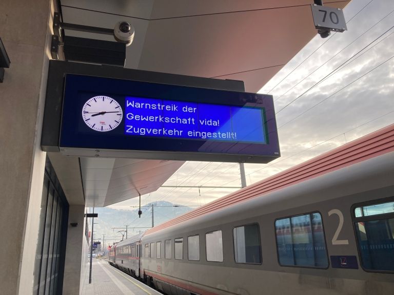 &Ouml;sterreichweiter Warnstreik der Eisenbahner am Montag