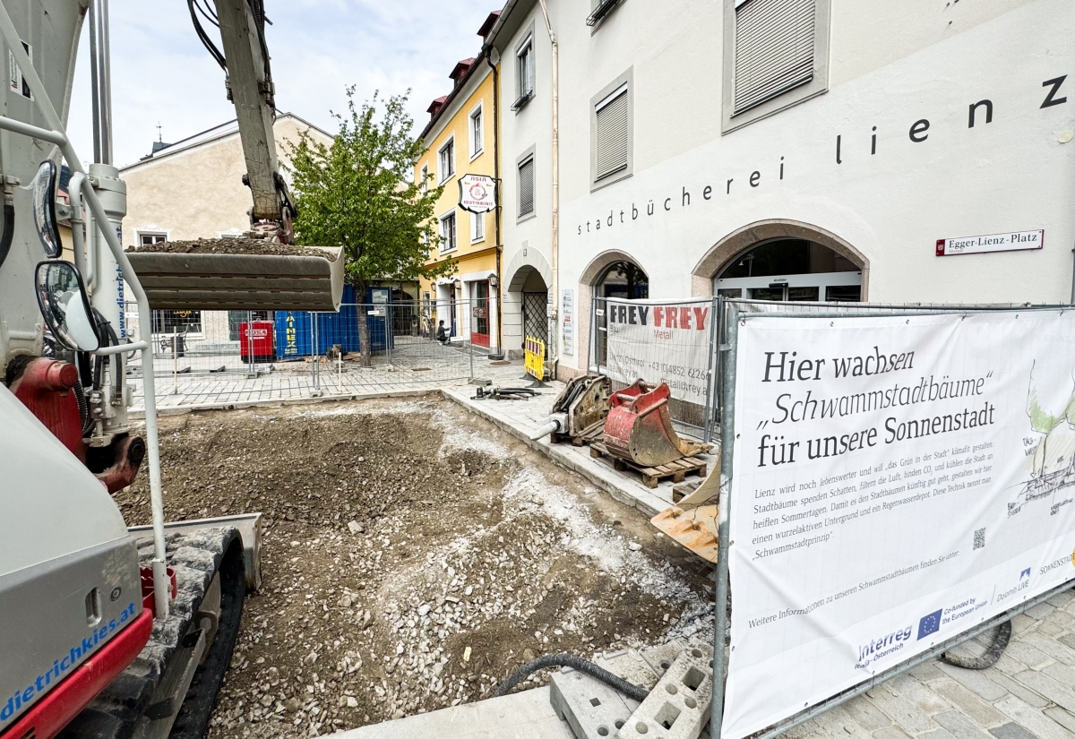 Schwammstadtb&auml;ume in Lienz: Baustelle startete bereits