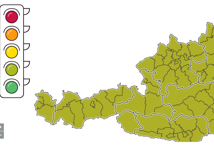 Corona-Ampel steht in ganz &Ouml;sterreich auf gelb-gr&uuml;n