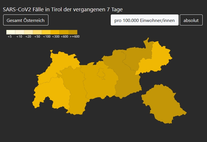 Corona: Osttirol Spitzenreiter in der 7-Tage-Inzidenz 