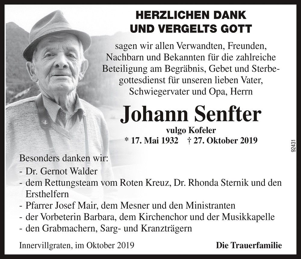 Johann Senfter, vlg. Kofeler