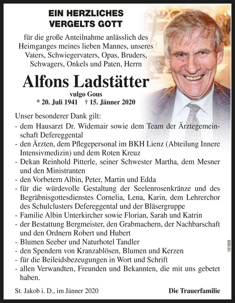 Alfons Ladst&auml;tter, vlg. Gous