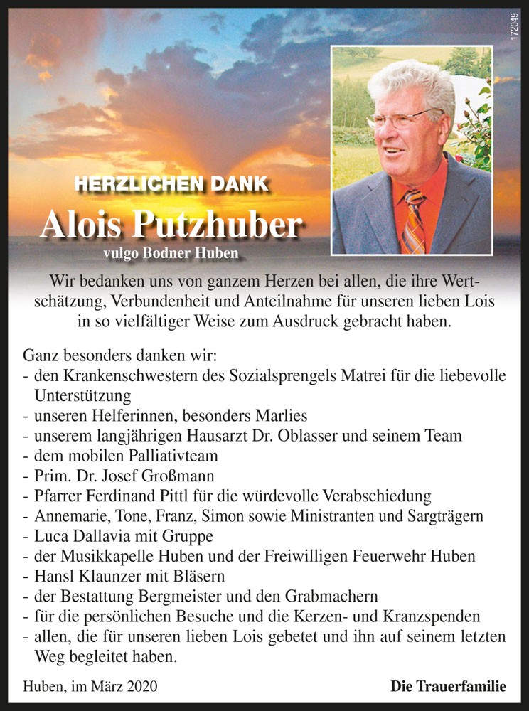 Alois Putzhuber, vlg. Bodner Huben