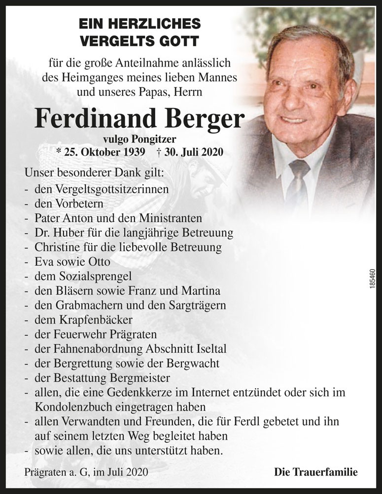 Ferdinand Berger, vlg. Pongitzer