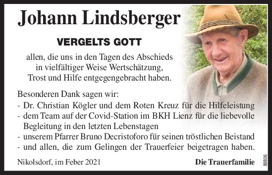 Johann Lindsberger, vlg. Lubig