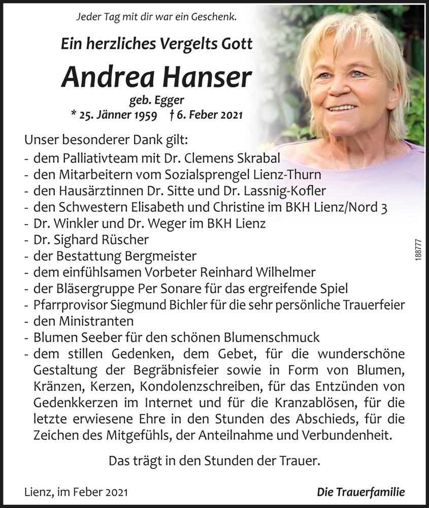 Andrea Hanser geb. Egger 