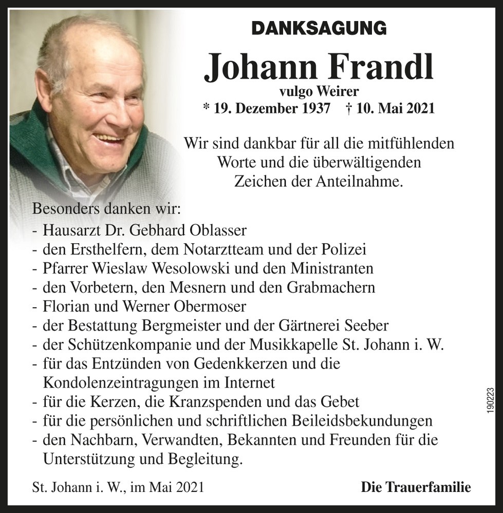 Johann Frandl, vlg. Weirer