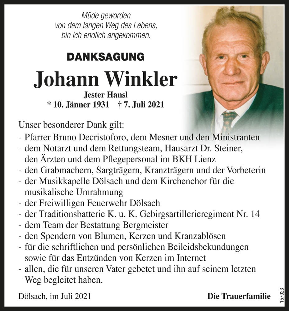 Johann Winkler, "Jester Hansl"