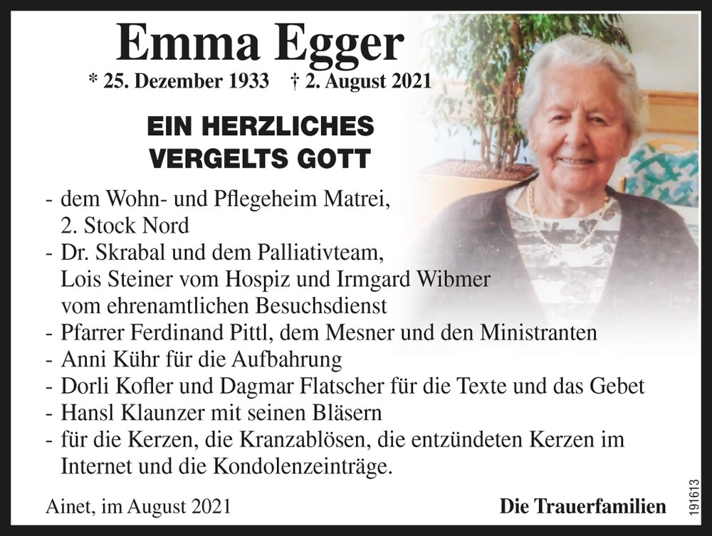Emma Egger, geb. Wibmer