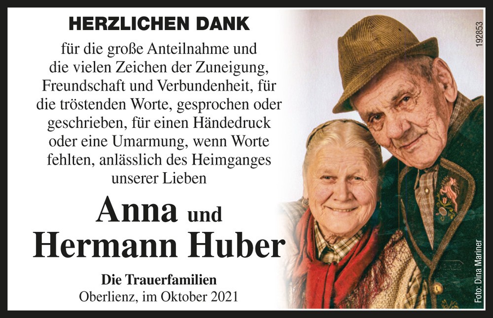 Anna Huber, geb. Stotter, vlg. Hofer  