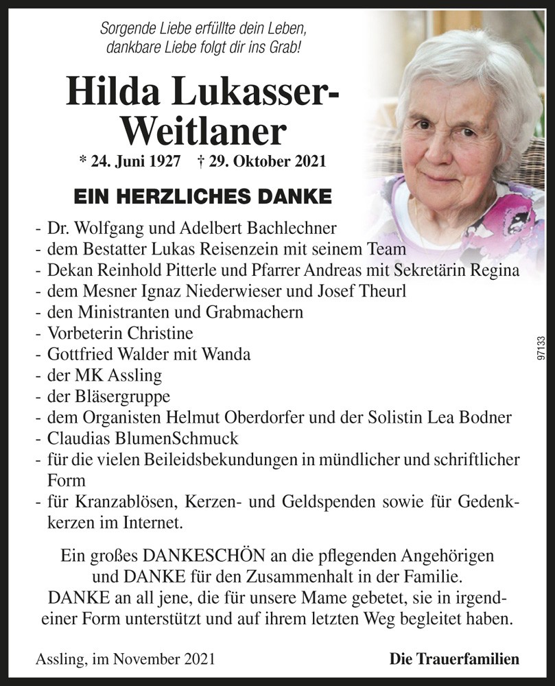 Hilda Lukasser-Weitlaner, geb. Felder, "Weber Hilda"