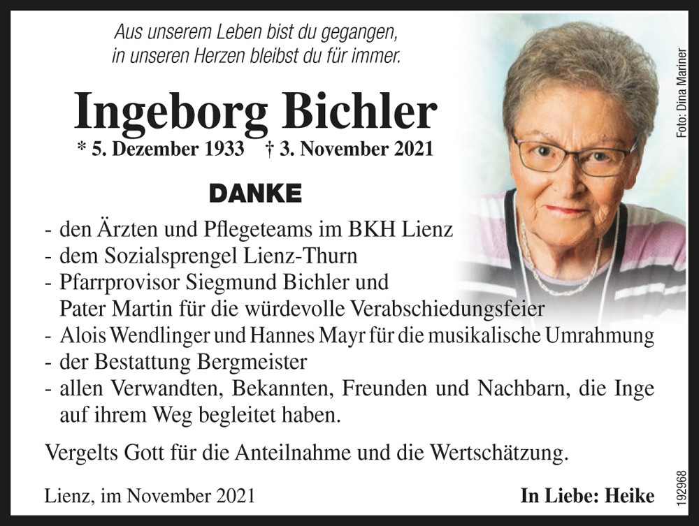 Ingeborg Bichler, geb. Kronsteiner