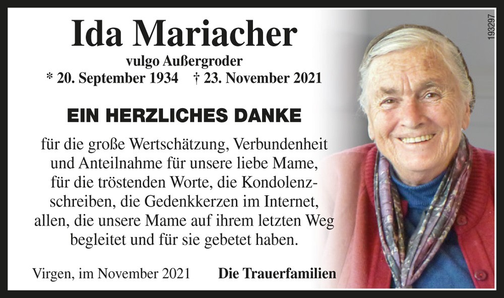 Ida Mariacher, vlg. Au&szlig;ergroder