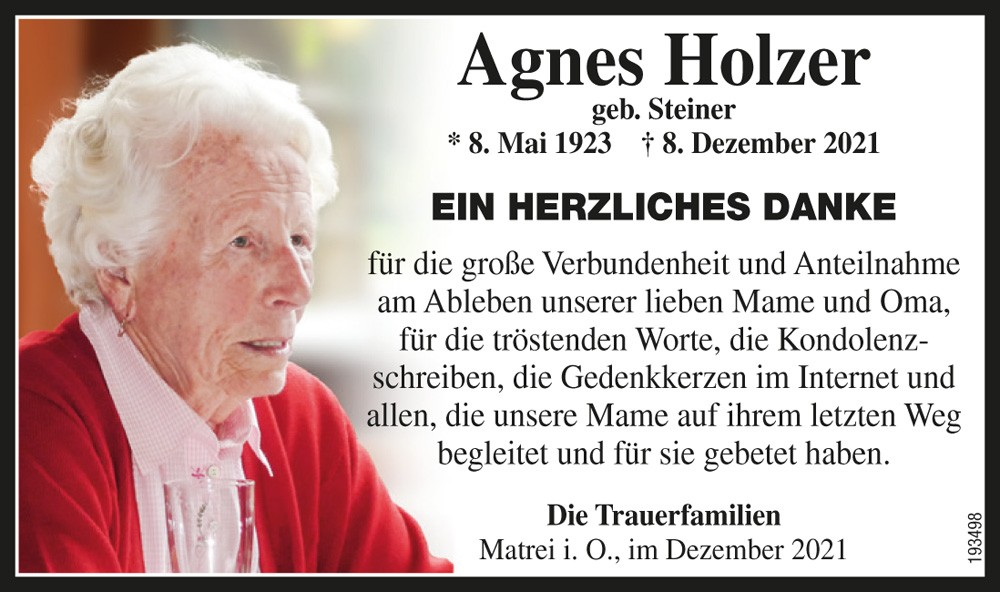 Agnes Holzer, geb. Steiner