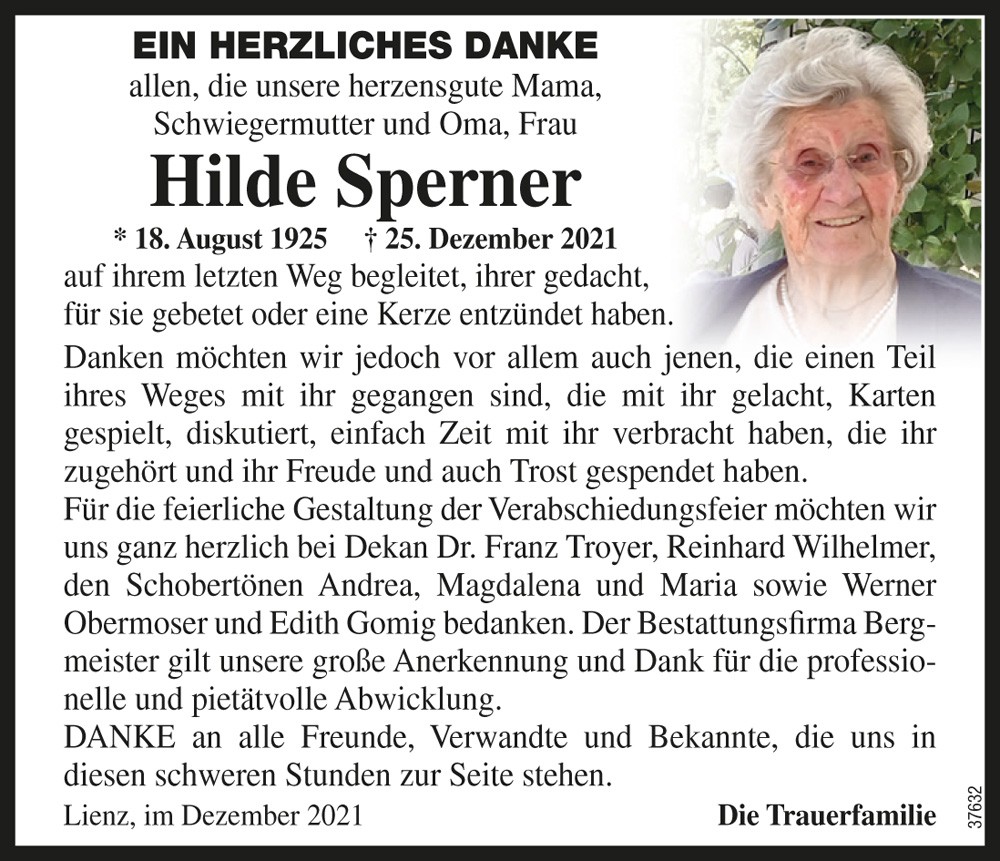 Hilde Sperner, geb. Rheden