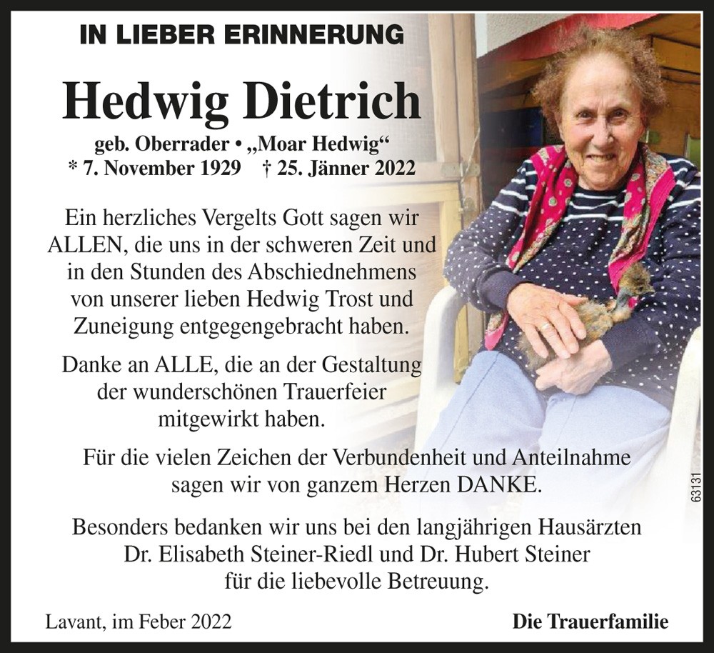 Hedwig Dietrich, "Moar Hedwig"