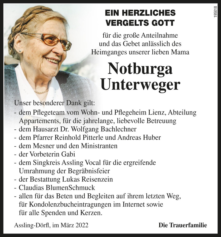 Notburga Unterweger, geb. Lukasser