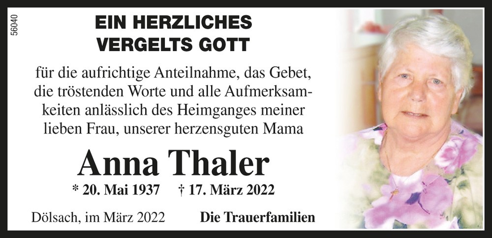 Anna Thaler, geb. Mietschnig