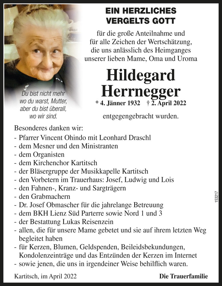 Hildegard Herrnegger, geb. Webhofer, vlg. Ebene
