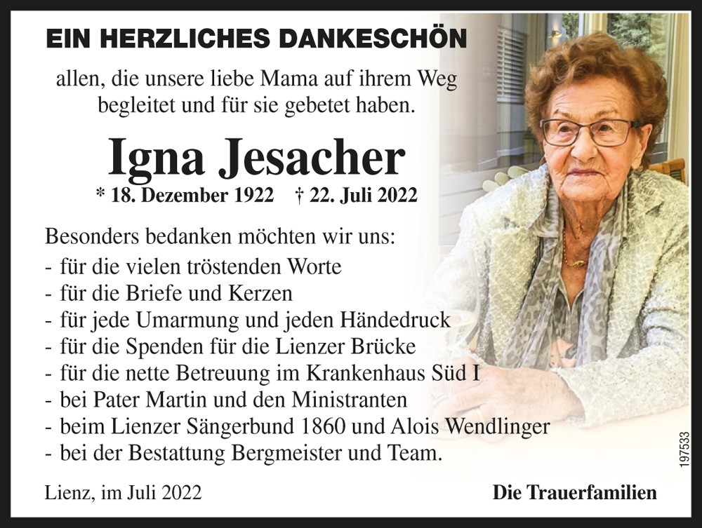 Ignatia Jesacher, geb. Falkner, Gesch&auml;ftsfrau i.R.