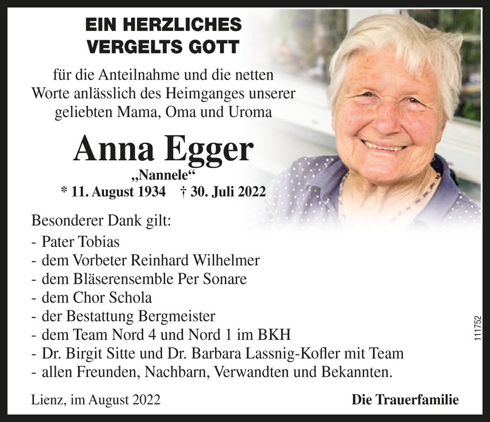 Anna Egger, geb. Wilhelmer