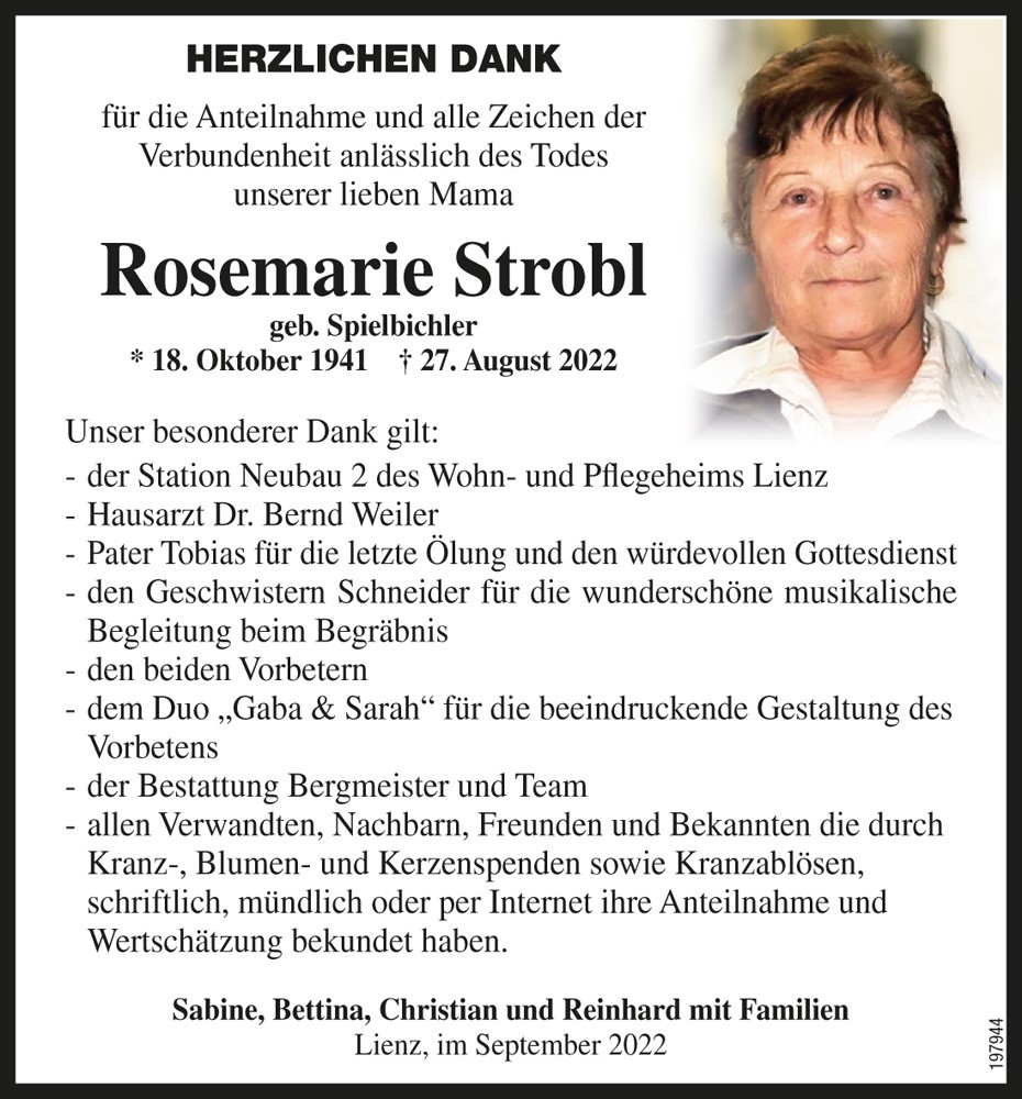 Rosemarie Strobl, geb. Spielbichler