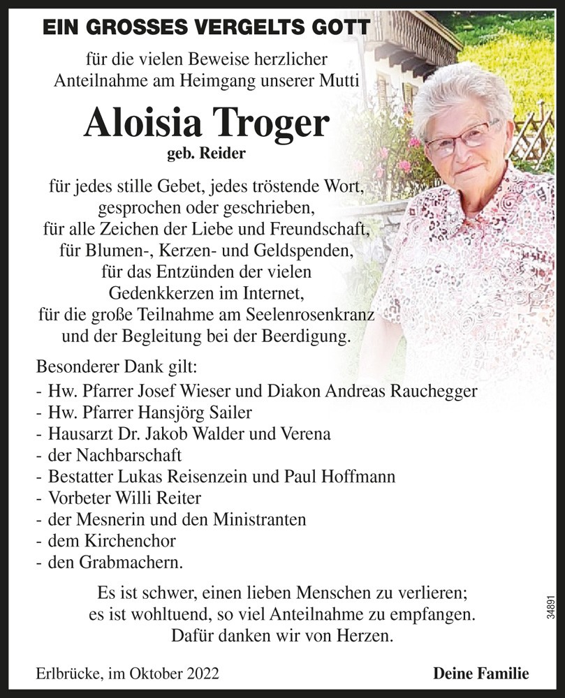 Aloisia Troger geb. Reider 