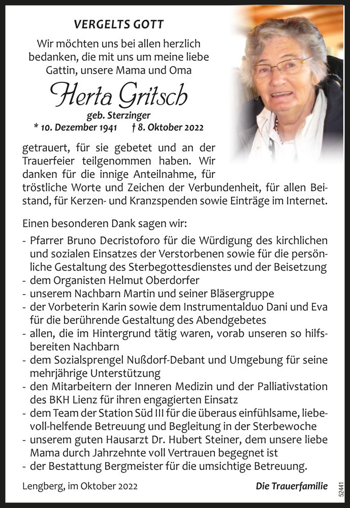 Herta Gritsch, geb. Sterzinger