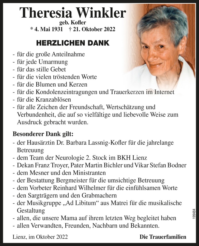 Theresia Winkler, geb. Kofler