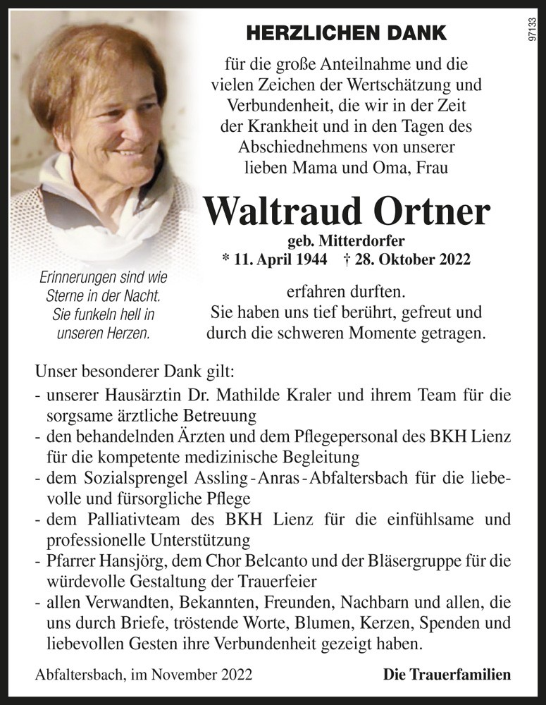 Waltraud Ortner, geb. Mitterdorfer