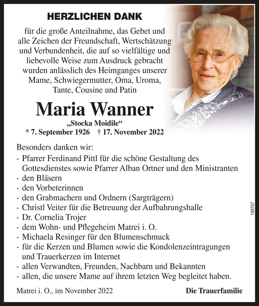 Maria Wanner, "Stocka Moidile"