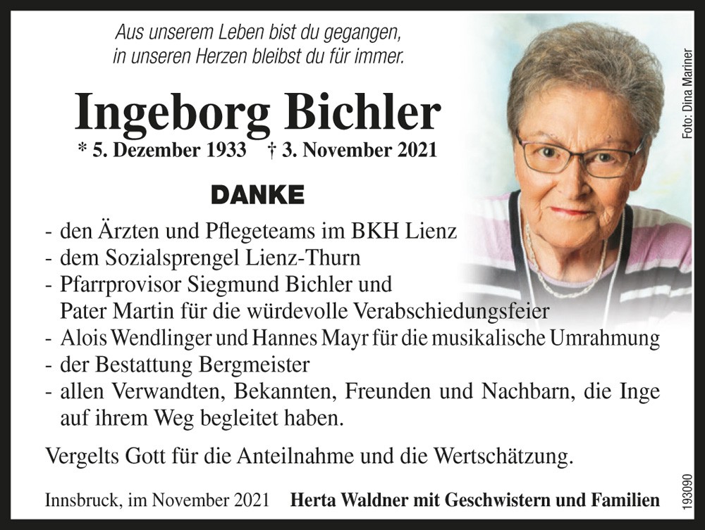 Ingeborg Bichler, geb. Kronsteiner