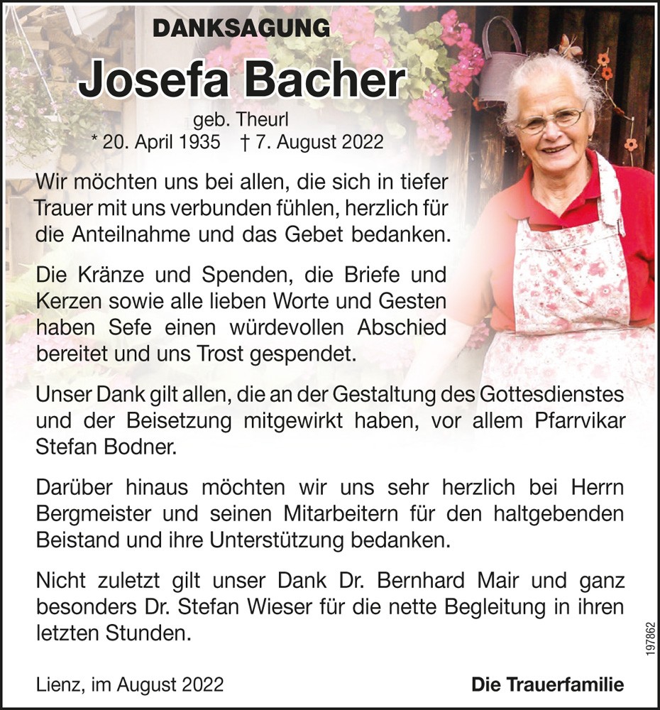 Josefa Bacher, geb. Theurl