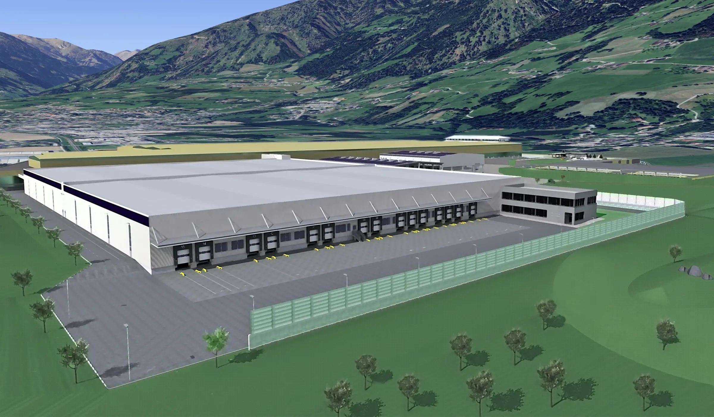 Visualisierung der neuen Lagerhalle, Foto: Liebherr