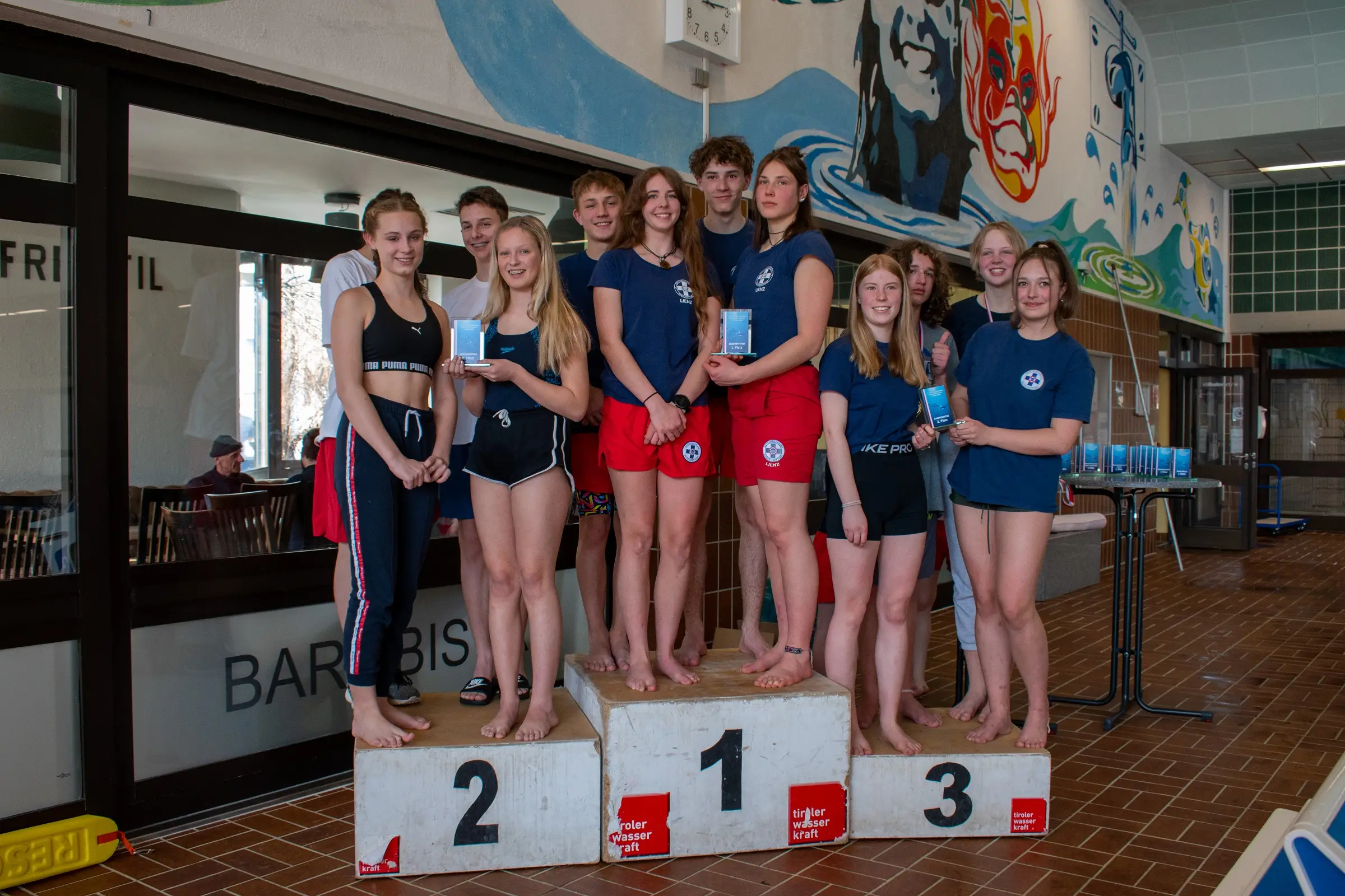 die Staffel der ÖWR Innsbruck, die erfolgreiche Jugendstaffel mit Finn Drexel, Lia Bonecker, Jakob Pedevilla und Sophia Pichler, die Staffel der ÖWR Pillerseetal (v.l.)