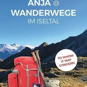 Buchcover von Anja Trippel mit Berglandschaft, Rucksack und Wanderstöcken, Titel: 
