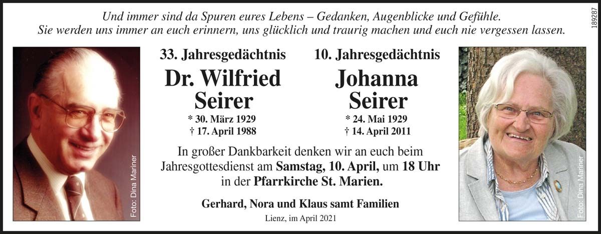 Dr. Wilfried und Johanna Seirer