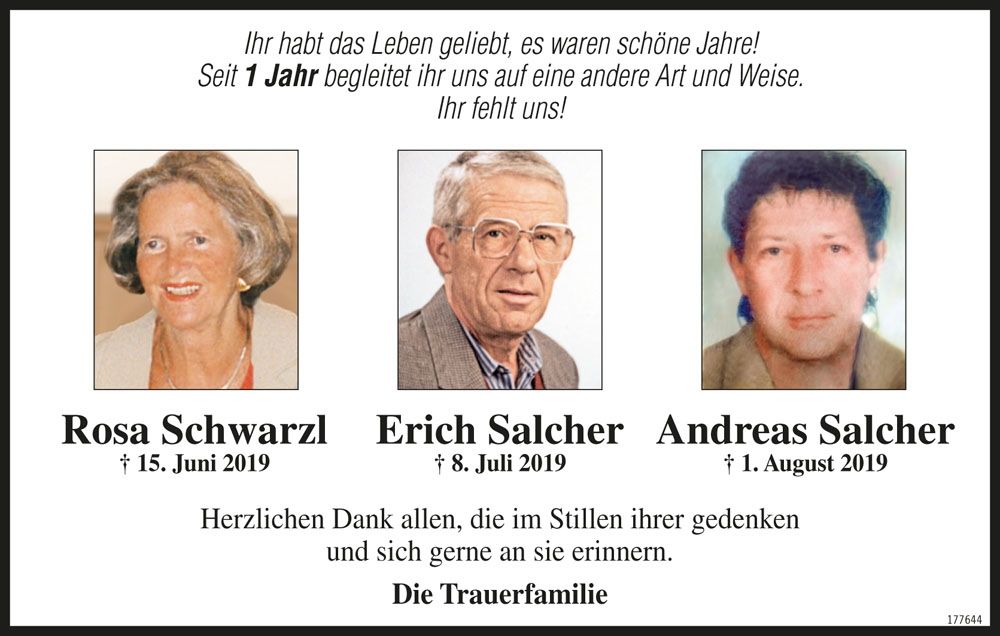 Rosa Schwarzl, Erich und Andreas Salcher