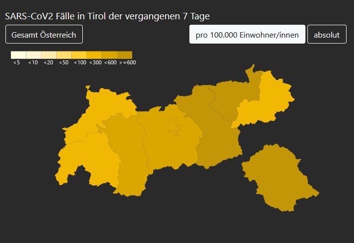 Corona: Osttirol Spitzenreiter in der 7-Tage-Inzidenz 