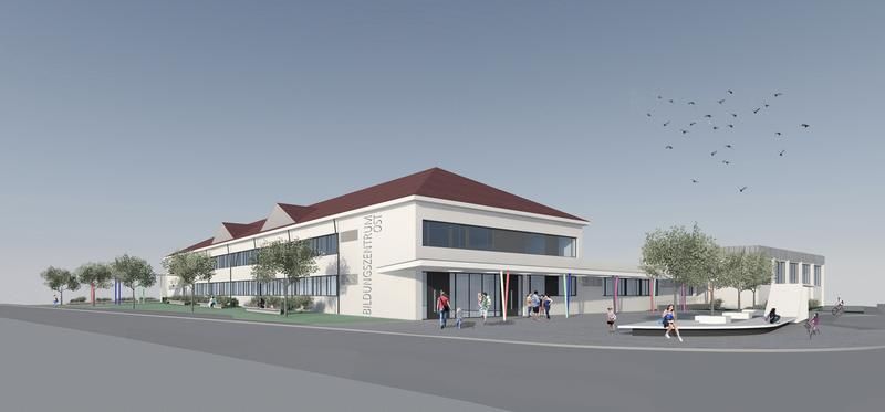 Nordostansicht des sanierten Geb&auml;udes.Grafik: Architekt Laggner