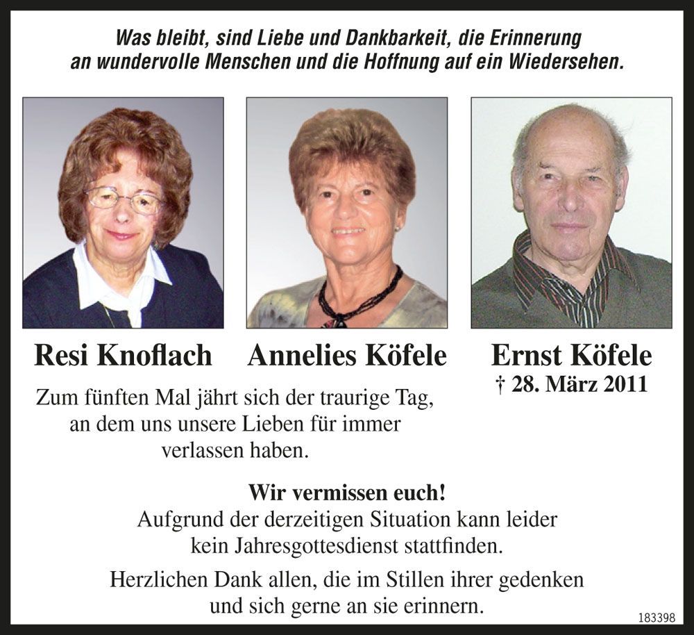 Resi Knoflach, Annelies und Ernst K&ouml;fele