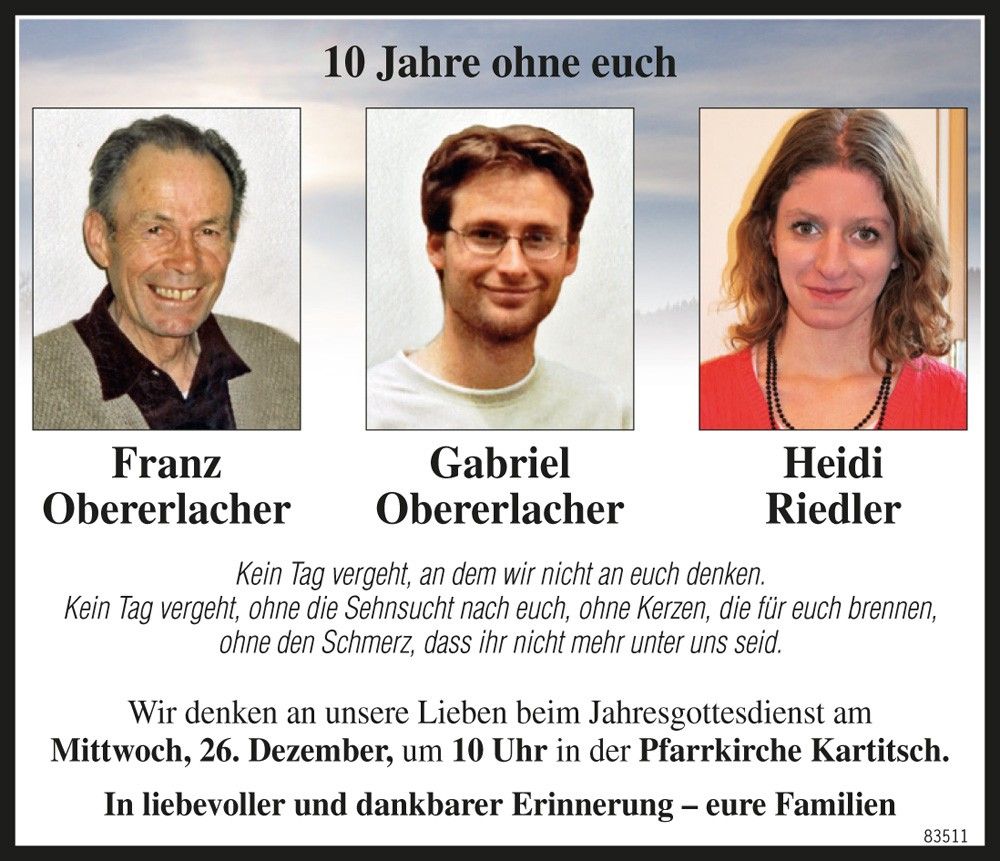 Franz und Gabriel Obererlacher, Heidi Riedler
