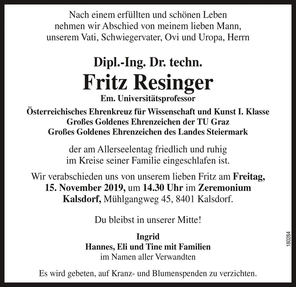 Dipl.-Ing. Dr. techn. Fritz Resinger